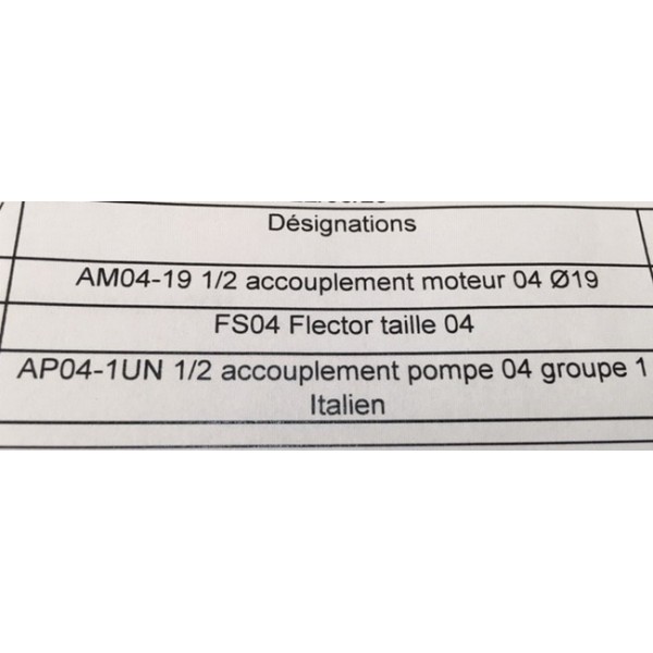 Accouplements pour pompe et moteur